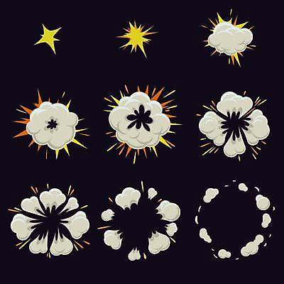 EPS 해외이미지 일러스트 사람없음 세트 연기 폭발 만화 애니메이션 카툰스타일 시각효과 효과 해외일러스트 파일형식 벡터 이미지허브