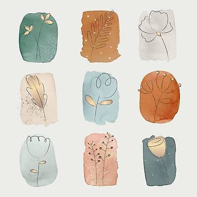 EPS 해외이미지 식물 꽃 잎 일러스트 사람없음 세트 그림 심플 해외일러스트 파일형식 벡터 이미지허브