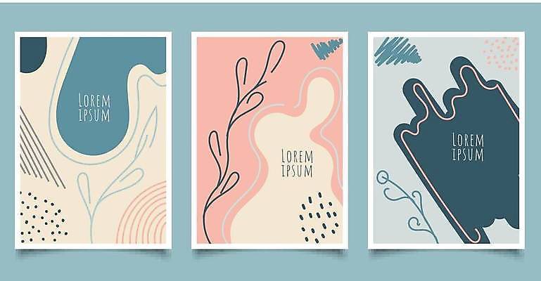 EPS 해외이미지 디자인 백그라운드 잎 곡선 일러스트 추상 사람없음 세트 라인아트 그림 웨이브 미니멀 해외일러스트 식물 선 무늬 파일형식 벡터 이미지허브