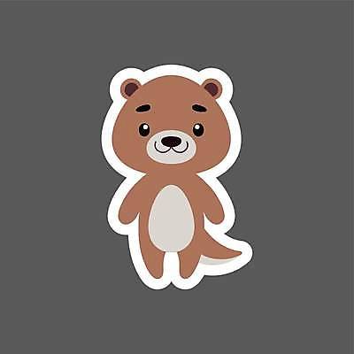 EPS 해외이미지 동물캐릭터 스티커 일러스트 사람없음 갈색 귀여움 회색 만화 수달 해외일러스트 일러캐릭터 동물 캐릭터 컬러 컨셉 파일형식 벡터 이미지허브