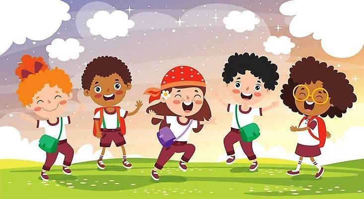 EPS 해외이미지 백인 학생 어린이 일러스트 교실 놀이 인종 우정 육아 게임 신학기 다민족 걸음마 해외일러스트 서양인 교육 학교 모션 사람 친구 파일형식 벡터 이미지허브