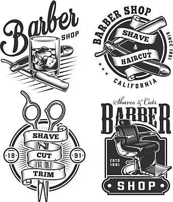 EPS 해외이미지 리본 의자 일러스트 사람없음 세트 라벨 이발 머리손질 면도기 헤어관리 이발소 미용가위 위스키 해외일러스트 가구 프레임 주류 가위_도구 위생용품 뷰티 미용용품 뷰티샵 파일형식 벡터 이미지허브