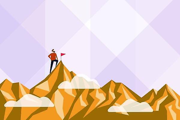 EPS 해외이미지 남자 백그라운드 일러스트 산 프레임 한명 성인 깃발 정상 성인남자한명만 카피스페이스 해외일러스트 1 사람 공백 남자한명만 성인남자만 파일형식 벡터 이미지허브