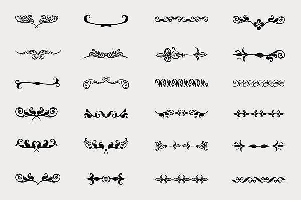 EPS 해외이미지 디자인 일러스트 추상 사람없음 세트 검은색 빈티지 고딕 디바이더 바로크 엘리먼트 해외일러스트 컬러 컨셉 무늬 파일형식 벡터 이미지허브