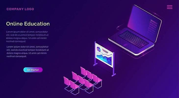 EPS 해외이미지 디자인 교육 의자 일러스트 사람없음 그래픽 노트북 홈페이지 디지털 보라색 온라인 아이소메트릭 인터페이스 해외일러스트 컬러 가구 전자제품 파일형식 벡터 이미지허브