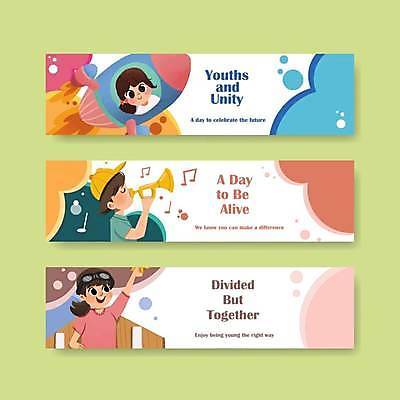 EPS 해외이미지 템플릿 배너 여자 기념일 남자 가로배너 일러스트 청소년 들기 상반신 세명 선글라스 눈감음 로켓 승차 불기 우주선 트럼펫 십대만 배너세트 해외일러스트 안경 모션 사람 이벤트 가로 세트 우주 금관악기 파일형식 벡터 이미지허브