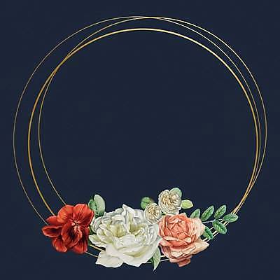 EPS 해외이미지 꽃 잎 일러스트 프레임 사람없음 원형 남색 해외일러스트 도형 식물 컬러 파일형식 벡터 이미지허브