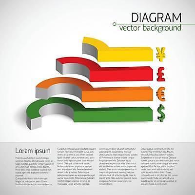 EPS 해외이미지 일러스트 비즈니스 그래프 사람없음 그래픽 빨간색 초록색 노란색 달러 자료 인포그래픽 유로 엔 막대그래프 원그래프 파운드 해외일러스트 컬러 돈 파일형식 벡터 이미지허브