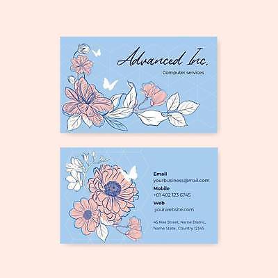 EPS 해외이미지 템플릿 꽃 분홍색 잎 일러스트 사람없음 파란색 아네모네 해외일러스트 식물 컬러 파일형식 벡터 이미지허브