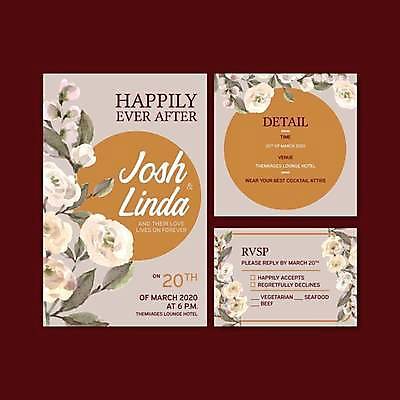 EPS 해외이미지 템플릿 꽃 분홍색 잎 일러스트 결혼식 아이디어 사람없음 청첩장 초대 해외일러스트 식물 컬러 결혼 컨셉 카드_감사 파일형식 벡터 이미지허브