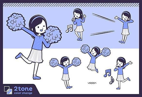 EPS 해외이미지 전신 여자 어린이 음표 일러스트 노래 응원 아이디어 여러명 파란색 세트 점프 축제 마이크 치어리더 응원수술 소녀만 해외일러스트 기호 음악 컬러 음향기기 다수 컨셉 모션 사람 응원용품 여자만 어린이만 파일형식 벡터 이미지허브