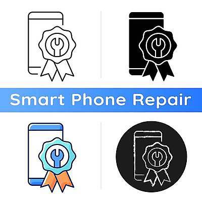 EPS 해외이미지 일러스트 사람없음 스마트폰 세트 스패너 원형 수리 상패 메달 공인 인증 수리점 해외일러스트 도형 컨셉 핸드폰 스마트기기 상점 공구 상_우승 상_상패 파일형식 벡터 이미지허브