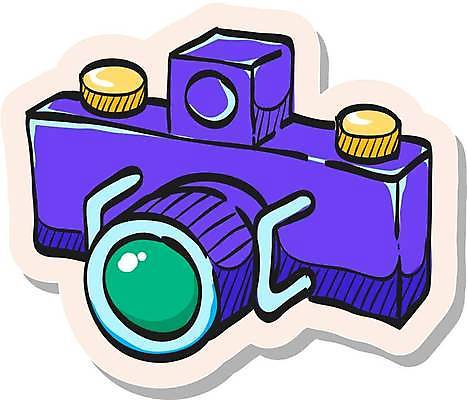 EPS 해외이미지 스티커 일러스트 사람없음 카메라 보라색 심볼 해외일러스트 컬러 전자제품 파일형식 벡터 이미지허브