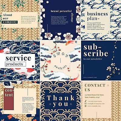 EPS 해외이미지 꽃 파도 패턴 일러스트 타이포그라피 사람없음 파란색 세트 벚꽃 나뭇가지 잉어 베이지색 해외일러스트 나무 식물 문자 바다 컬러 무늬 어류 파일형식 벡터 이미지허브