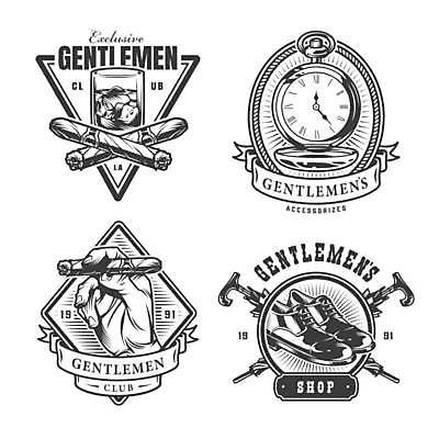 EPS 해외이미지 손 리본 일러스트 부츠 들기 신체부위 세트 라벨 회중시계 담뱃대 젠틀맨 위스키 장우산 해외일러스트 시계 신발 우산 모션 프레임 주류 담배 사람 파일형식 벡터 이미지허브