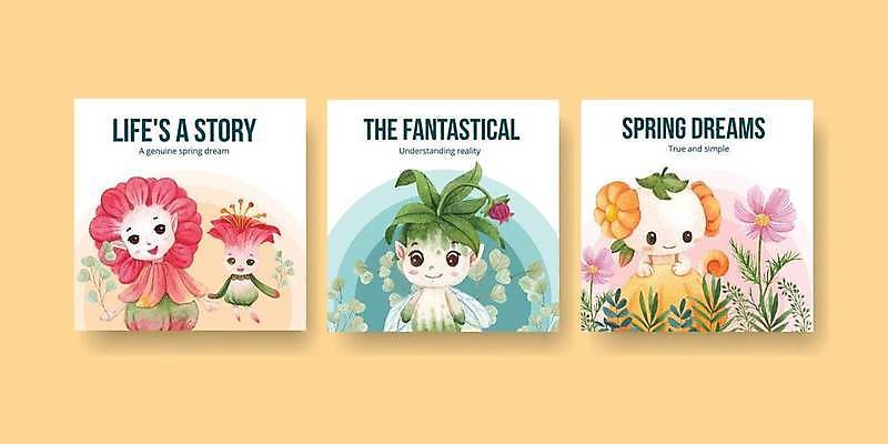 EPS 해외이미지 식물 꽃잎 꽃 일러스트 미소 사람없음 식물캐릭터 해외일러스트 일러캐릭터 캐릭터 표정 파일형식 벡터 이미지허브