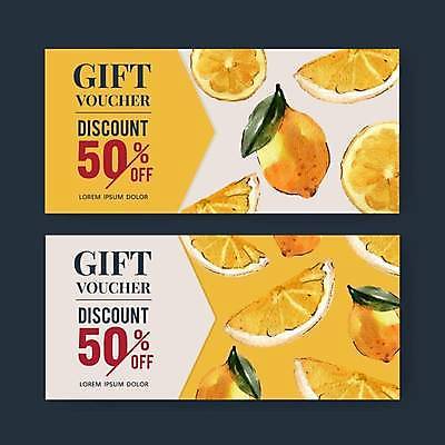 EPS 해외이미지 영어 조각 일러스트 단면 타이포그라피 사람없음 노란색 세일 레몬 상품권 반값 할인쿠폰 해외일러스트 문자 컬러 과일 쿠폰 파일형식 벡터 이미지허브