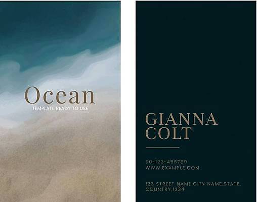 EPS 해외이미지 디자인 바다 일러스트 비즈니스 명함 타이포그라피 해변 사람없음 모래사장 가로명함 해외일러스트 문자 파일형식 벡터 이미지허브