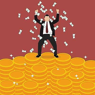 EPS 해외이미지 전신 남자 지폐 일러스트 성공 한명 서기 성인 금융 경제 갈색 비즈니스맨 동전탑 얼굴없음 성인남자한명만 흩날리기 해외일러스트 1 컬러 컨셉 돈 비즈니스 모션 사람 쌓기 동전 직장인 남자한명만 성인남자만 파일형식 벡터 이미지허브