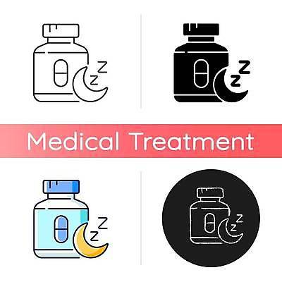 EPS 해외이미지 일러스트 사람없음 세트 알약 잠 원형 약병 초승달 불면증 해외일러스트 도형 약 달 질병 병_담는 파일형식 벡터 이미지허브