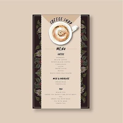 EPS 해외이미지 템플릿 잎 일러스트 사람없음 카페 커피잔 메뉴 메뉴판 에스프레소 베이지색 해외일러스트 식물 커피 컬러 잔 상점 파일형식 벡터 이미지허브