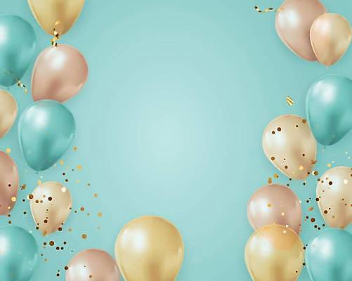 EPS 해외이미지 백그라운드 일러스트 프레임 이벤트 사람없음 파란색 파티 축하 생일 화려 초대 꽃가루 풍선 카피스페이스 해외일러스트 기념일 컬러 컨셉 공백 가루 파일형식 벡터 이미지허브