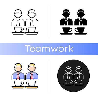 EPS 해외이미지 일러스트 비즈니스 협력 휴식 사람모양 사람없음 컵 세트 원형 컵받침 해외일러스트 모양 도형 식기 컨셉 받침대 파일형식 벡터 이미지허브