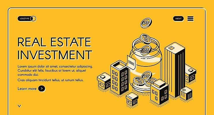 EPS 해외이미지 일러스트 유리병 타이포그라피 사람없음 건물 노란색 달러 동전 저금통 아이소메트릭 부동산재테크 부동산투자 해외일러스트 문자 건축물 컬러 돈 부동산 병_용기 저축 재테크 투자 파일형식 벡터 이미지허브