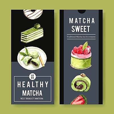 EPS 해외이미지 템플릿 접시 일러스트 딸기 디저트 떡 사람없음 초록색 케이크 검은색 도넛 녹차 롤케이크 말차 해외일러스트 식기 음식 컬러 과일 차_음료 파일형식 벡터 이미지허브