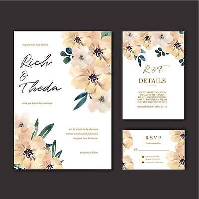 EPS 해외이미지 템플릿 꽃 잎 꽃무늬 일러스트 사람없음 청첩장 초대 베이지색 해외일러스트 식물 컬러 무늬 카드_감사 파일형식 벡터 이미지허브