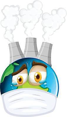 EPS 해외이미지 클립아트 지구 일러스트 공장 마스크 사람없음 찡그림 연기 위험 눈물 매연 지구온난화 기온상승 해외일러스트 감정 컨셉 공업 표정 환경오염 기온 기후변화 파일형식 벡터 이미지허브