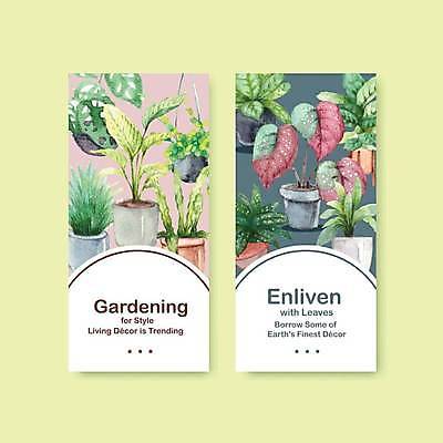 EPS 해외이미지 식물 템플릿 화분 잎 일러스트 사람없음 초록색 원예 해외일러스트 컬러 취미 파일형식 벡터 이미지허브