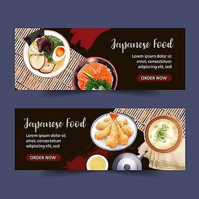 EPS 해외이미지 일러스트 사람없음 검은색 라멘 대나무발 새우튀김 미소된장국 일식집 회덮밥 해외일러스트 컬러 새우 식당 튀김 면류 덮밥 일본음식 파일형식 벡터 이미지허브