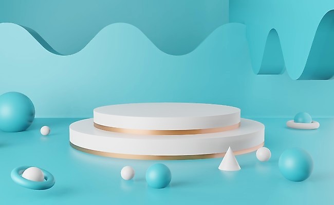 포토 JPG 해외이미지 디자인 하늘색 백그라운드 사람없음 3D 공백 무대 단상 엘리먼트 포디움 목업 해외포토 파란색 디지털합성 파일형식 이미지허브