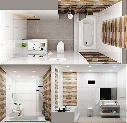 포토 JPG 해외이미지 실내 사람없음 인테리어 3D 거울 욕실 흰색 세면대 화장실 변기 미니멀 해외포토 디자인 컬러 내부 디지털합성 파일형식 이미지허브