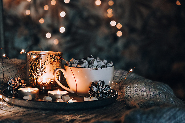 포토 JPG 해외이미지 쟁반 실내 따뜻함 사람없음 빛 어둠 머그컵 달콤 보케 솔방울 감성 향초 코코아 마시멜로우 해외포토 음료 컨셉 초 디저트 내부 컵 맛 파일형식 이미지허브