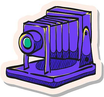 EPS 해외이미지 스티커 일러스트 사람없음 카메라 보라색 심볼 해외일러스트 컬러 전자제품 파일형식 벡터 이미지허브