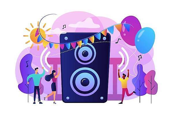 EPS 해외이미지 전신 나무 라이프스타일 여자 남자 일러스트 서기 성인 세명 태양 파티 축제 스피커 춤 즐거움 풍선 가랜드 얼굴없음 성인만 해외일러스트 자연요소 식물 감정 음향기기 모션 문화예술 사람 이벤트 생활 파티용품 파일형식 벡터 이미지허브