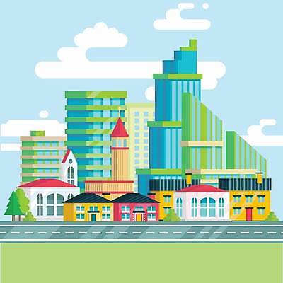 EPS 해외이미지 나무 구름 도로 백그라운드 일러스트 풍경 빌딩 사람없음 건물 상점 도시 풀 구름모양 해외일러스트 자연요소 모양 식물 건축물 길 교통시설 파일형식 벡터 구름_자연 이미지허브