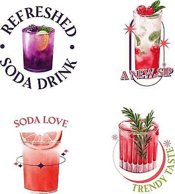 EPS 해외이미지 일러스트 텍스트 잔 타이포그라피 사람없음 과일주스 자몽 심볼 탄산음료 산딸기 로즈메리 소다 소다수 브랜딩 해외일러스트 문자 식기 음료 과일 주스 허브 탄산 파일형식 벡터 이미지허브