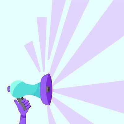 EPS 해외이미지 손 하늘색 일러스트 들기 신체부위 보라색 확성기 외침 알림 직선 카피스페이스 해외일러스트 선 컬러 모션 사람 파란색 소리 공백 파일형식 벡터 이미지허브