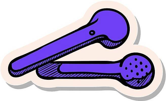 EPS 해외이미지 스티커 일러스트 사람없음 보라색 심볼 블루투스 무선이어폰 해외일러스트 컬러 이어폰 파일형식 벡터 이미지허브