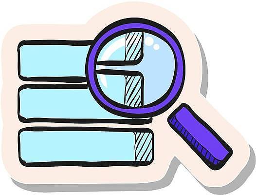 EPS 해외이미지 하늘색 스티커 일러스트 돋보기 사람없음 보라색 심볼 데이터베이스 해외일러스트 컬러 파란색 파일형식 벡터 이미지허브