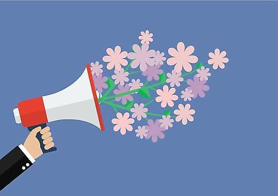 EPS 해외이미지 손 꽃 일러스트 비즈니스 모션 들기 신체부위 확성기 해외일러스트 식물 사람 파일형식 벡터 이미지허브