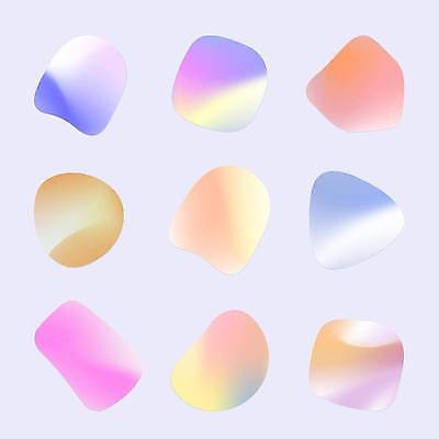 EPS 해외이미지 스티커 일러스트 사람없음 파란색 세트 주황색 그라데이션 파스텔톤 홀로그램 해외일러스트 컬러 파일형식 벡터 이미지허브