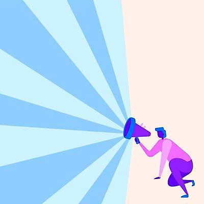 EPS 해외이미지 전신 여자 하늘색 일러스트 한명 들기 성인 확성기 외침 무릎꿇기 알림 성인여자한명만 무릎구부리기 카피스페이스 해외일러스트 1 포즈 모션 사람 파란색 소리 공백 여자한명만 성인여자만 파일형식 벡터 이미지허브