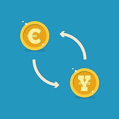 EPS 해외이미지 화살표 일러스트 사람없음 금융 경제 파란색 유로 엔 환전 해외일러스트 컬러 돈 파일형식 벡터 이미지허브
