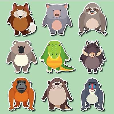 EPS 해외이미지 동물 동물캐릭터 스티커 여러마리 일러스트 곰 사람없음 세트 여우 악어 코알라 멧돼지 오랑우탄 긴꼬리원숭이 나무늘보 수달 해외일러스트 일러캐릭터 캐릭터 다수 포유류 파충류 원숭이 파일형식 벡터 이미지허브
