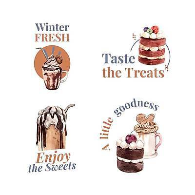 EPS 해외이미지 커피 일러스트 텍스트 디저트 잔 타이포그라피 사람없음 케이크 카페 심볼 브랜딩 해외일러스트 문자 식기 음료 음식 상점 파일형식 벡터 이미지허브