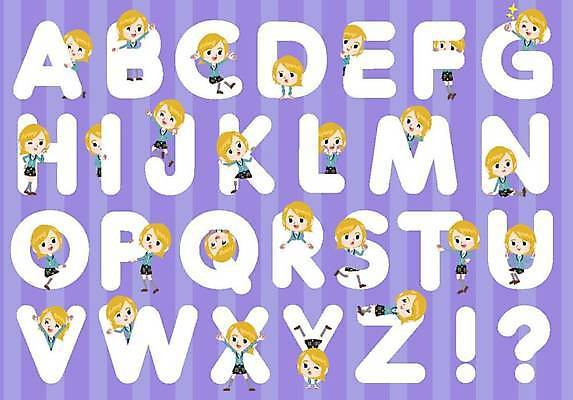 EPS 해외이미지 학생 알파벳 영어 여자 일러스트 텍스트 학교 이벤트 금발 흰색 편지 천 타이틀 해외일러스트 문자 헤어스타일 교육 컬러 사람 직물 파일형식 벡터 이미지허브